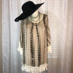 Umgee boho tie-dye Fringe dress, size M
